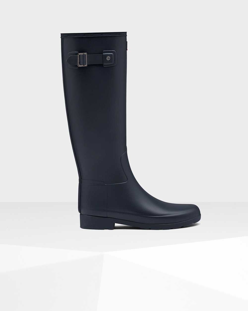 Botas De Agua Mujer - Hunter Refined Slim Fit Tall Azul Marino - VQBMJU-362 - Azul Marino